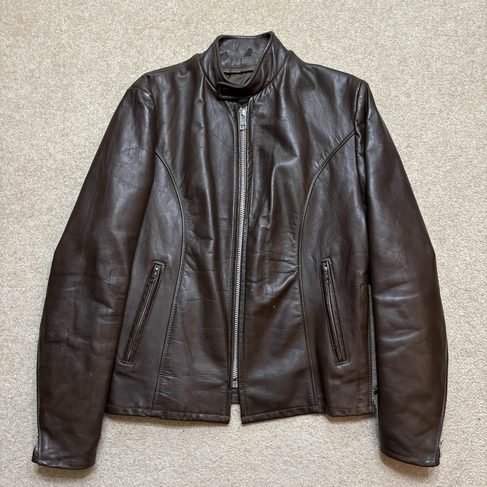 Vtg Lesco Leathers Cafe Racer Leather Jacket Mens 40 Brown Motorcycle Serval 60s